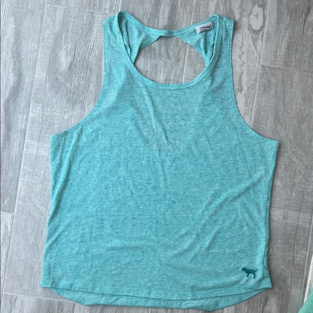 PINK Victoria's Secret Heathered Teal Racerback Tank